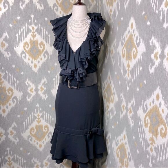 Ralph Lauren Vintage 2000 Collection Black Crepe Ruffle Bow Hem Tulip Skirt - Picture 16 of 16